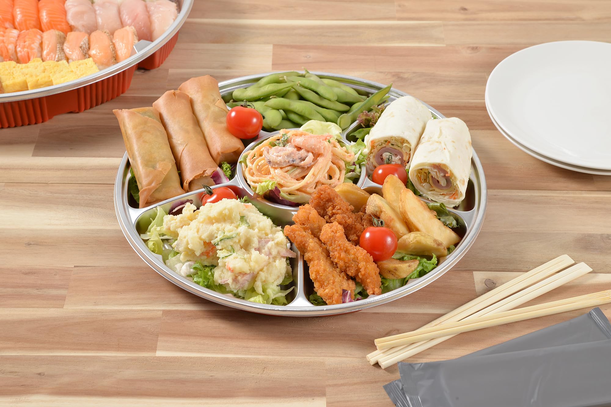 Amazon.co.jp: ストリックスデザイン アルミオードブル 仕切り 蓋つき